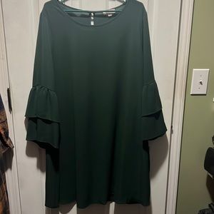 Green bell sleeve dress
